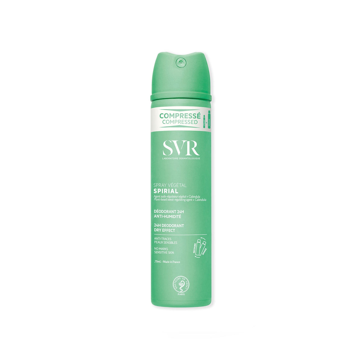 SVR Spirial Spray Végétal 75ml - Déodorant Anti-Transpirant Naturel | 48H Sans Aluminium