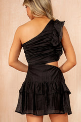 Vanessa Black Cut Out Frill Dress