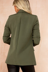 Maxine Khaki Ruched Sleeve Blazer