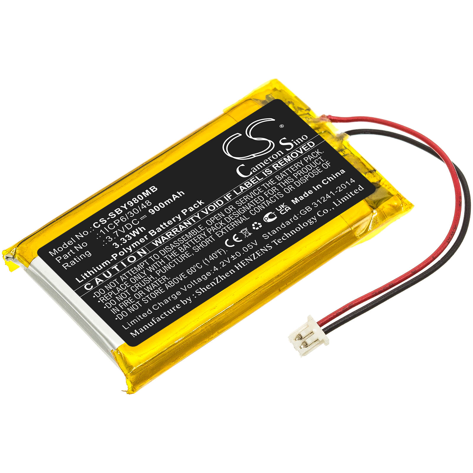 3.7v, 900mah, Li-polymer Babyphone Battery Fits Sanitas, Sby 98, 3.33wh BabyPhone Cameron Sino Technology Limited   