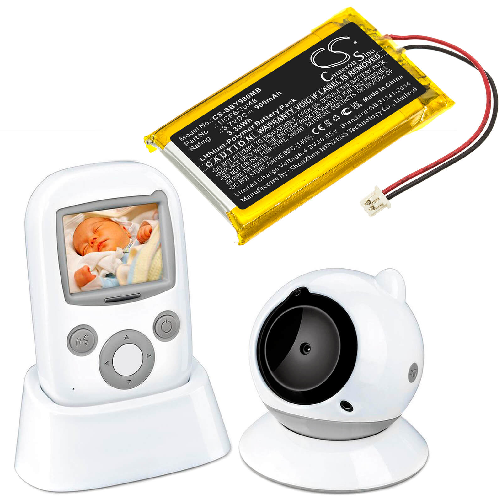 3.7v, 900mah, Li-polymer Babyphone Battery Fits Sanitas, Sby 98, 3.33wh BabyPhone Cameron Sino Technology Limited   
