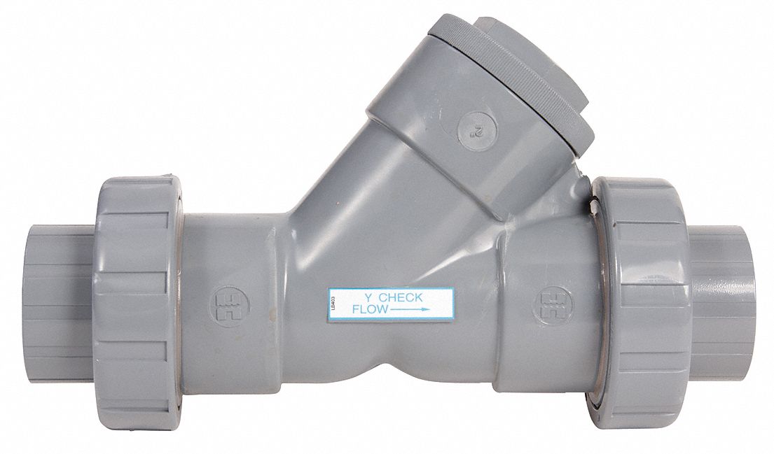 Hayward Check Valve, 1 1/2 in, Single, Y True Union, PVC, Socket x Socket - YC10150SEU