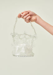 CLEAR 3D PRINTED CRYSTAL FLORAL BASKET BAG SMALL HANDBAG KOREAN ASIAN STYLE
