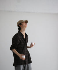 VOAAOV Shadow check ss shirt "CHARCOAL"