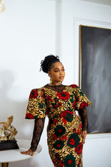 TUTU AFRICAN PRINT MAXI DRESS (RED)