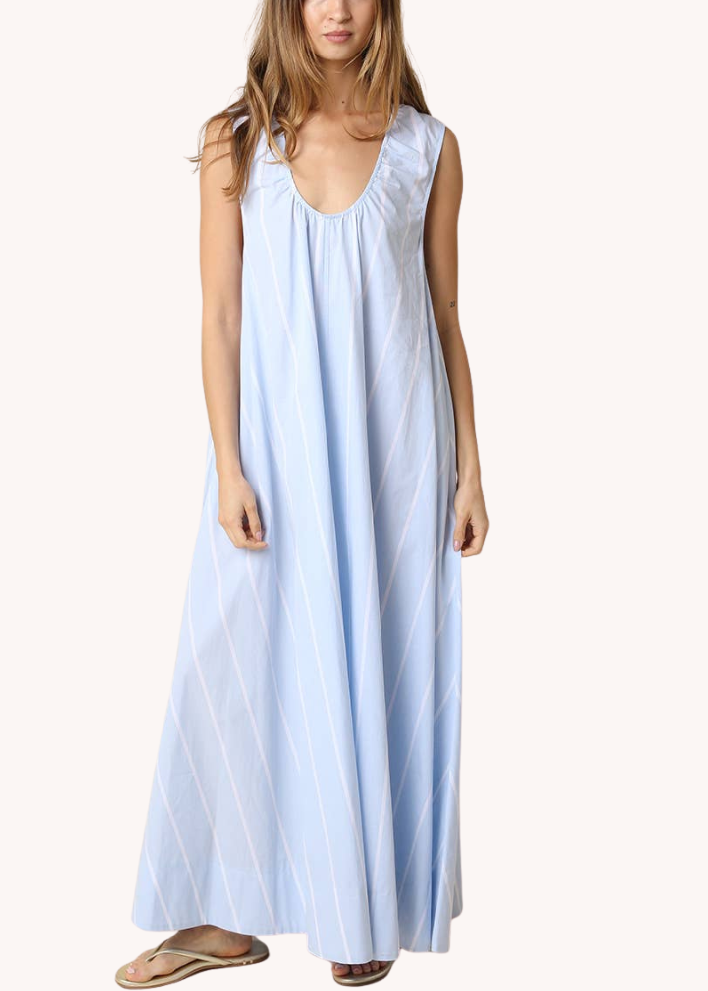 Lilah Stripe Maxi Dress in Light Blue