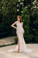 Couture Lace Wedding Dress with High Slit (#KRISTIN) - Dream Dresses by P.M.N.