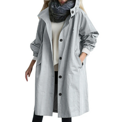 ANNA Trenchcoat med hætte og knapper i forreste række