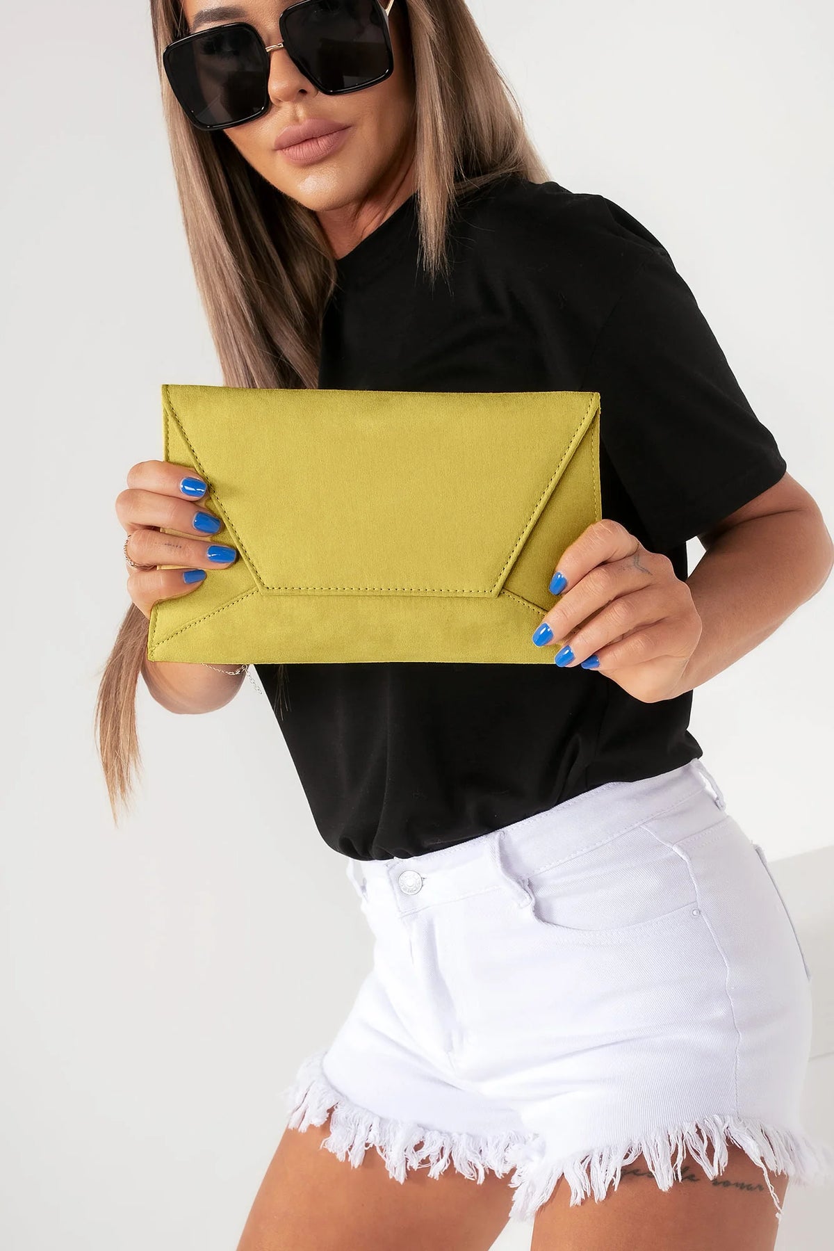 Nettie Yellow Suedette Detachable Chain Bag