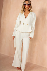 Doireann Cream Peplum Blazer Top