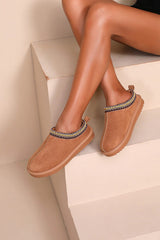 Zahra Camel Braid Detail Suedette Mules