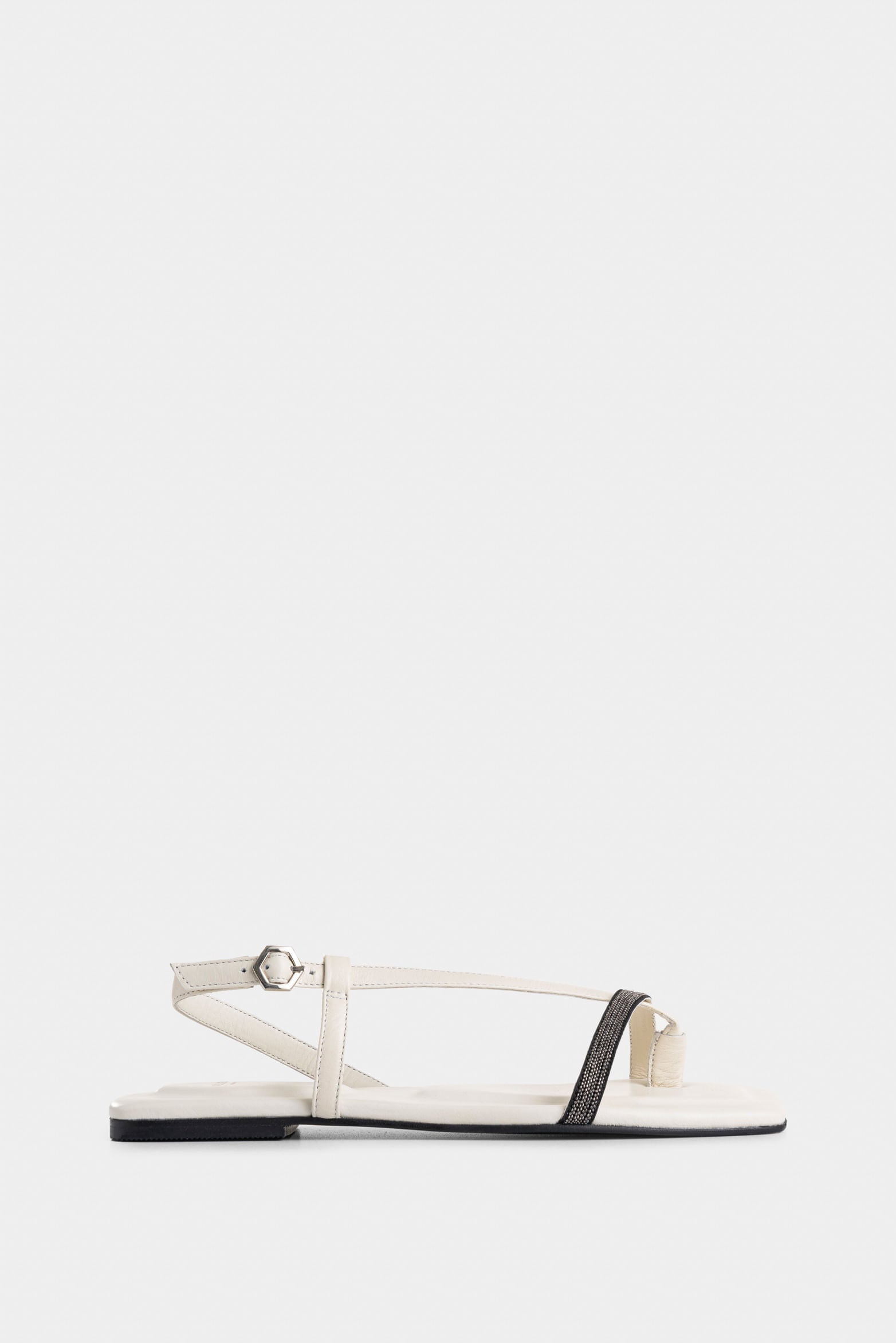 Sirio Flat Leather Sandals for Women with Millaré Detail