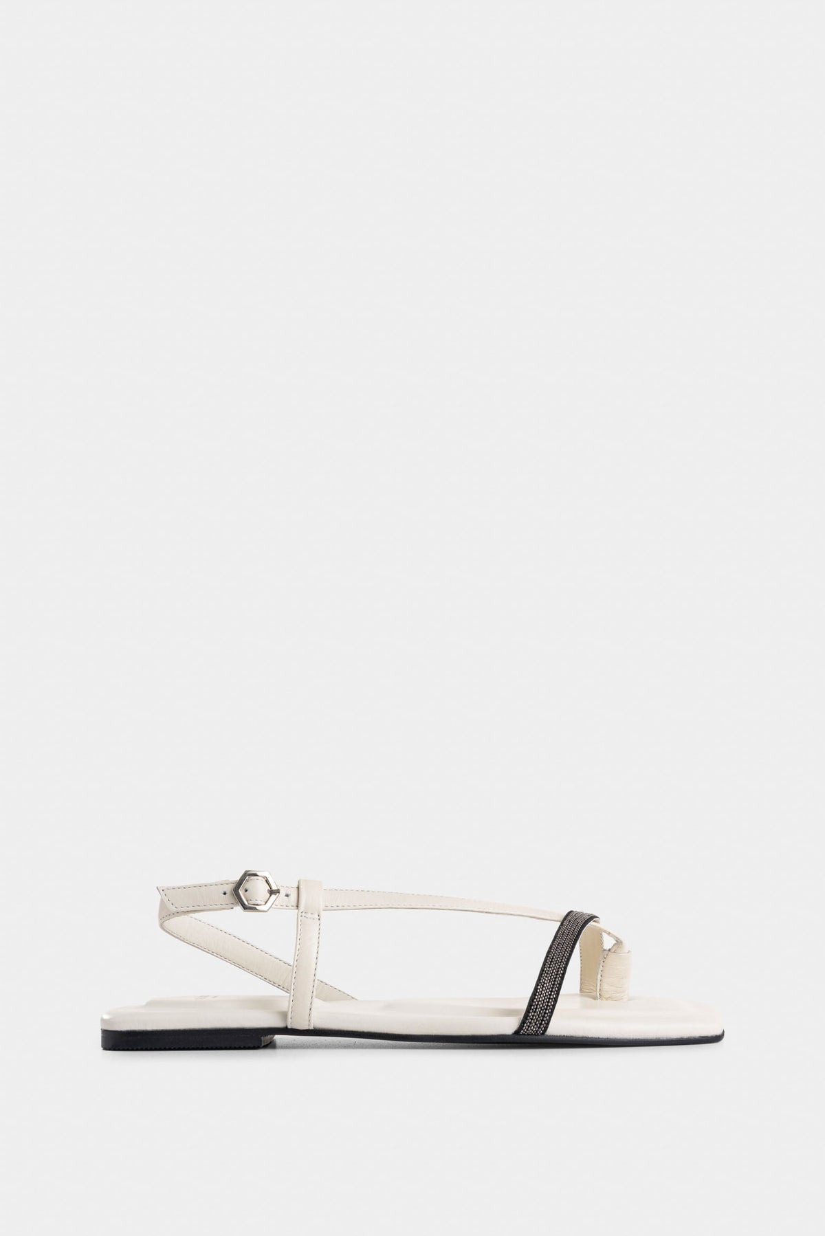 Sirio Flat Leather Sandals for Women with Millaré Detail