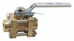 Apollo Ball Valve, Lead-Free Bronze, Inline, 3-Piece, Pipe Size 1 1/2 in, Connection Type FNPT x FNPT - 82LF10701