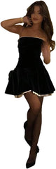 Women Summer Strapless Lace Mini Dress Off Shoulder Sleeveless Sexy Splice Evening Elegant Outfits Dress