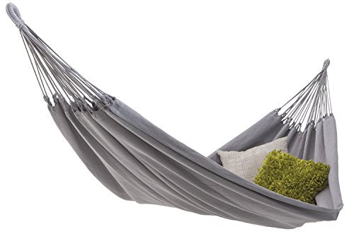 ECOMUNDY Pure XL 380 Grigio - Amaca da giardino doppio - 2 persone - cotone Organico - GOTS - 160x260x380cm