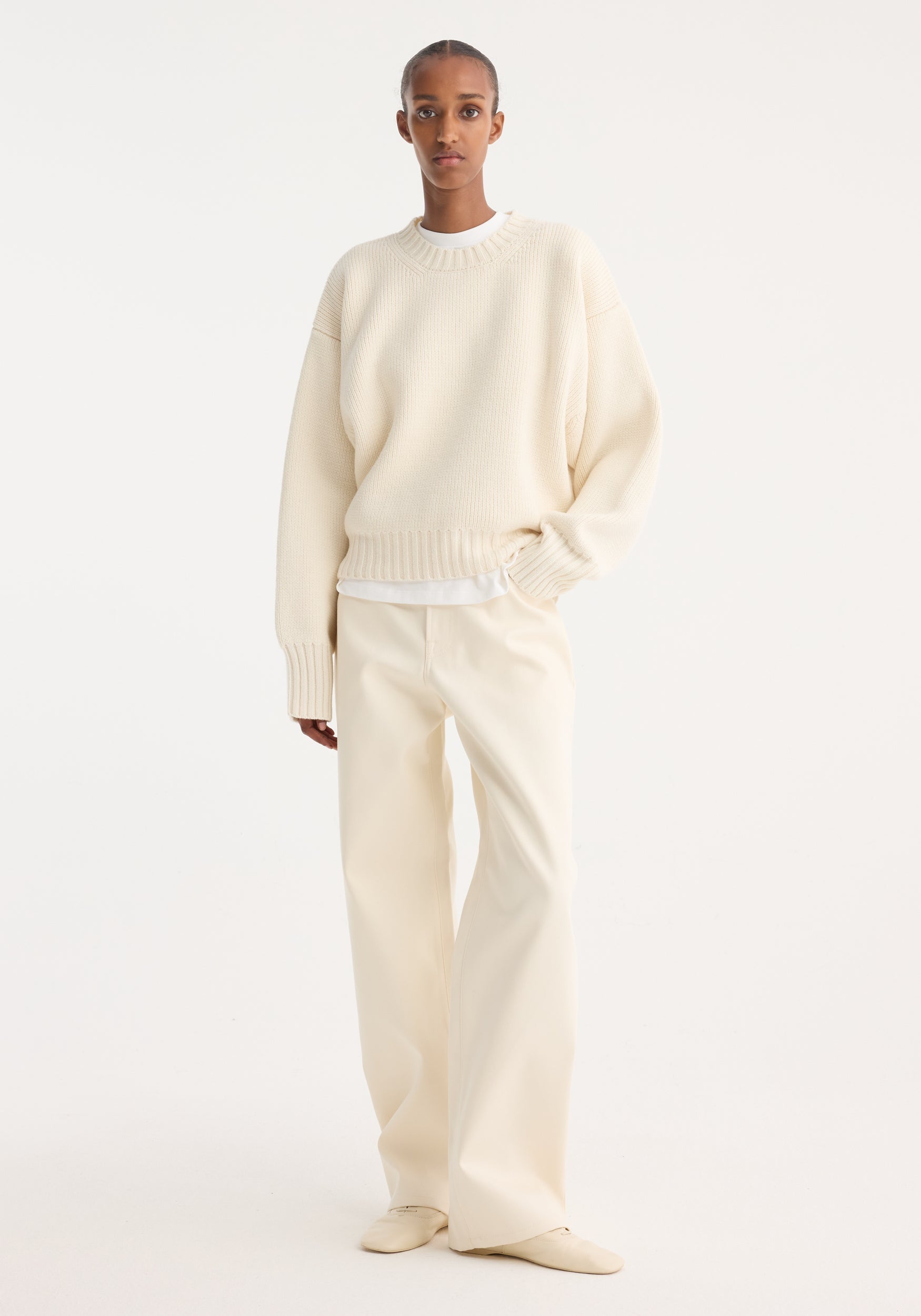ROHE - Sculptural compact crewneck | off white