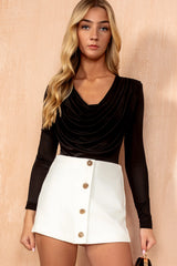 Sabrina White Button Detail Skort