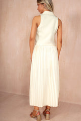 Athena Buttercream Pleated Midi Skirt