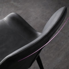Industrial Indoor Arm Chair Solid Back Metal Upholstered Dining Room Chair