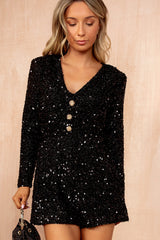 Shelby Black Sequin Playsuit