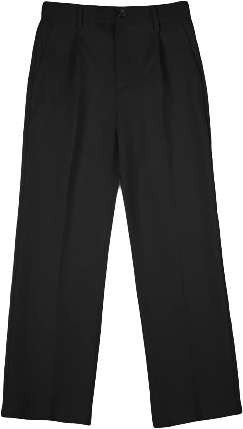 Men's Loose Fit Dress Pant Classic Casual Wide Leg Suit Pant Summer Lightweight Business Comfort Trousers