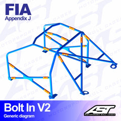 AST Rollcages V2 Bolt-In 6-Point Roll Cage for Nissan Micra / March K11 - FIA