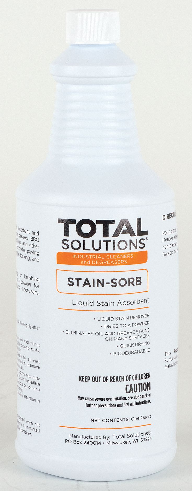 Total Solutions Stain Absorbent, Liquid, 1 qt., Bottle, 18 to 22 sq. ft. RTU Yield per Container - 1595003
