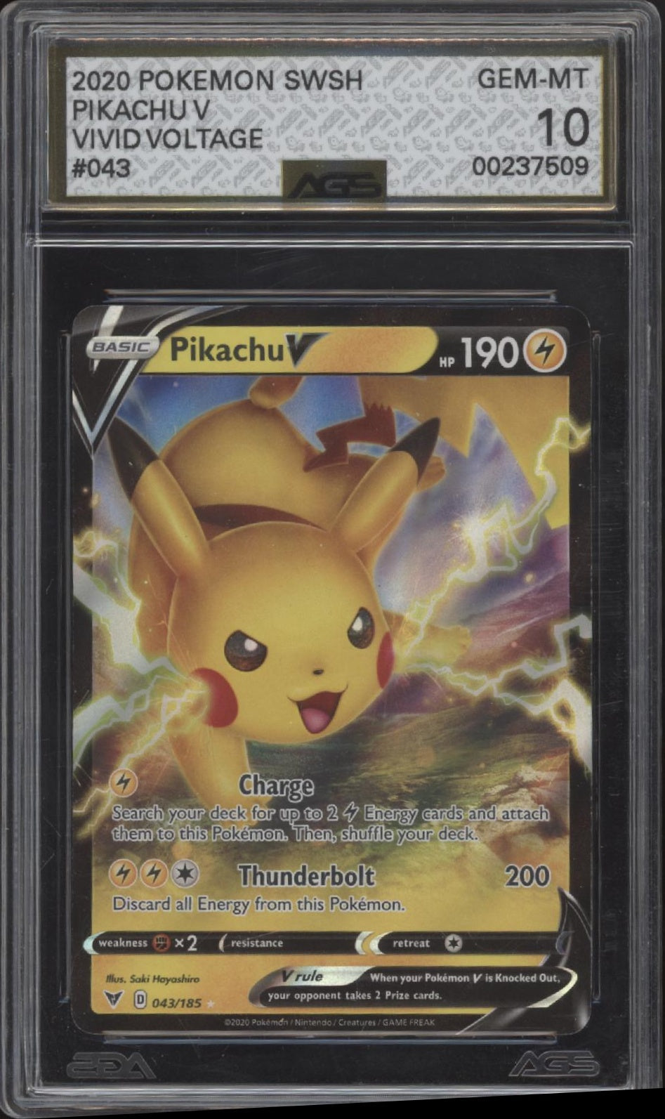 Pikachu V Pokemon Vivid Voltage #043 AGS 10