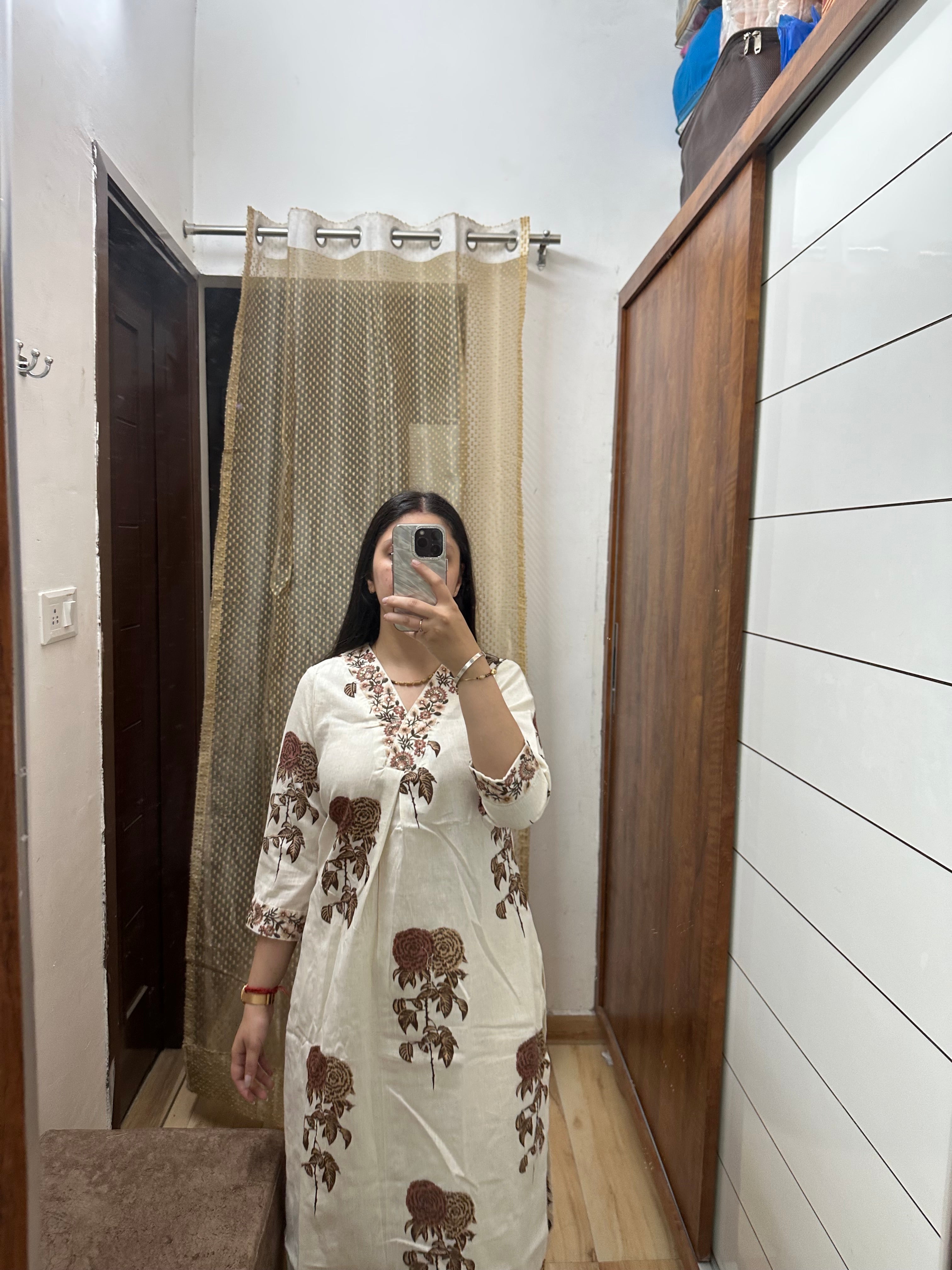 Handblock Printed Khadi Cotton Kurta Set (No Dupatta)