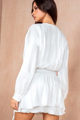 Jess White Shimmer Drape Dress