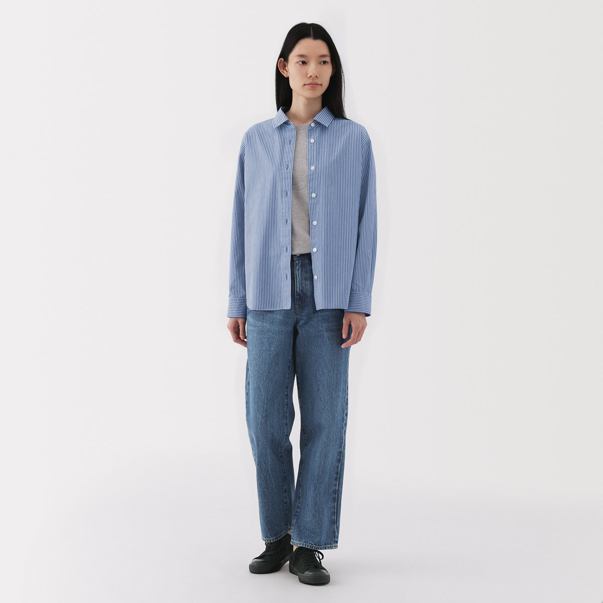 Kapok Blend Denim Straight Pants MUJI