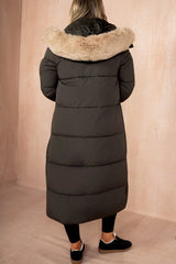 Esther Khaki Padded Longline Coat