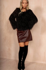 Kenzie Burgundy PU Woven Skirt