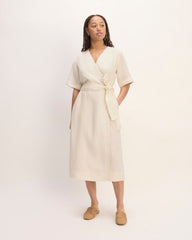 womens-short-sleeve-wrap-dress-bone | primary