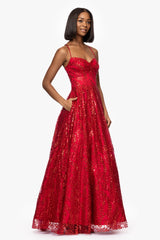 Blondie Nites "Stella" Glitter Pinch Tie Back Ballgown