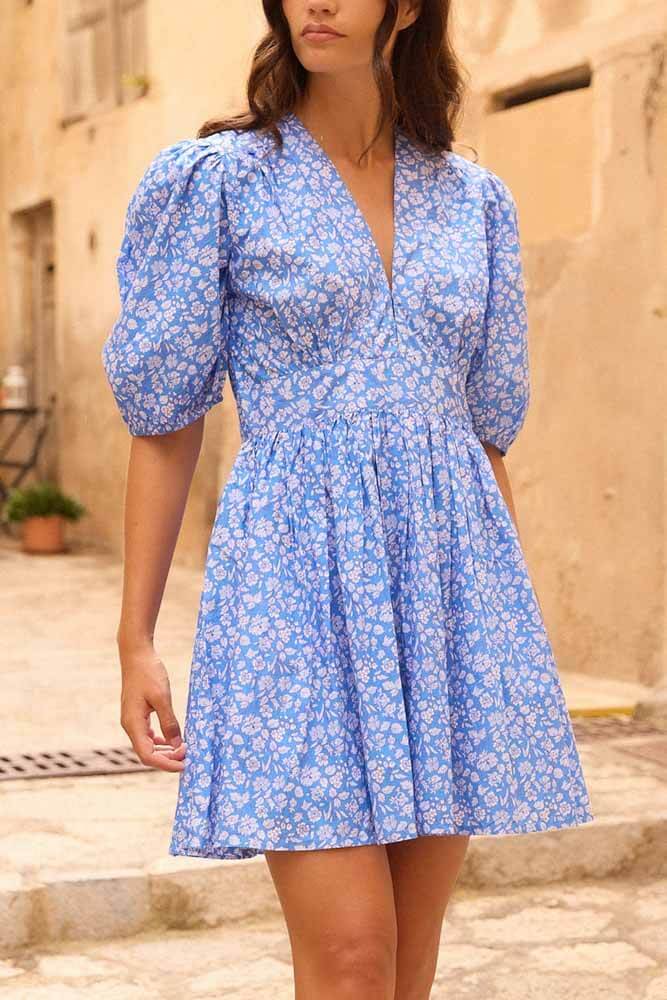 Oliphant Ditsy Mini Dress Blue