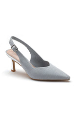 Helene Silver Woven Sparkle Court Heels