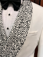Men’s White Tuxedo with Rhinestone Lapel | Wedding & Prom Tux