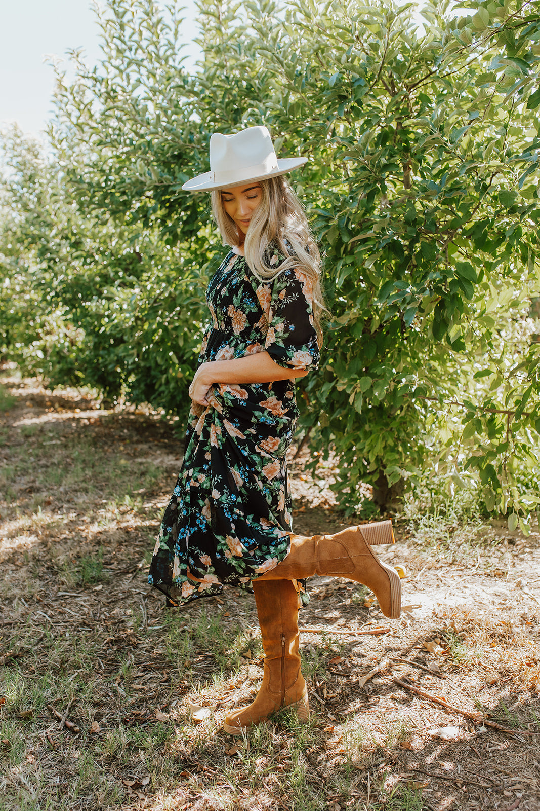 Black floral womens maxi dress | PINK DESERT