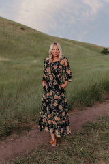 THE ELEANOR DRESS IN BLACK FLORAL BY PINK DESERT