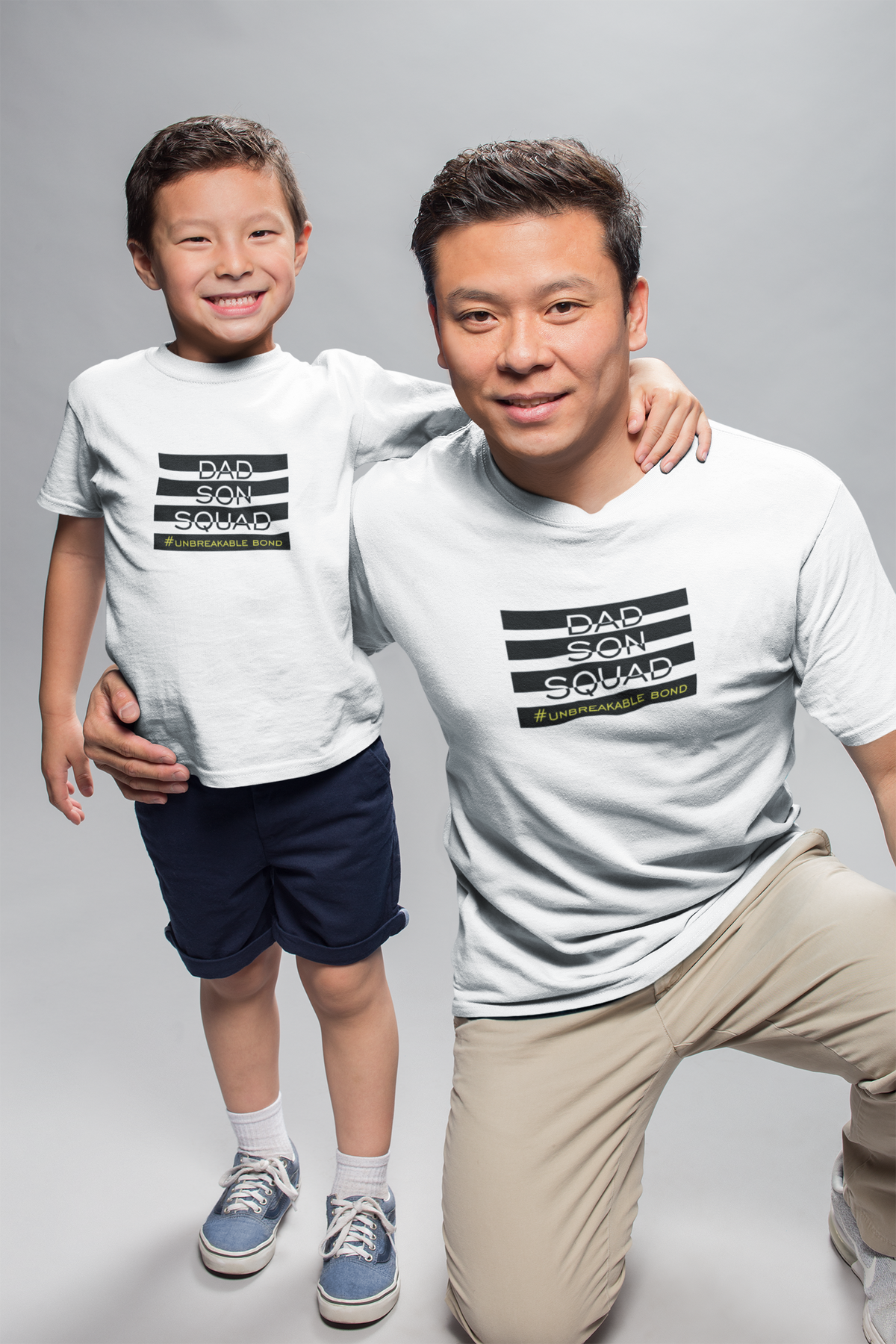 Dad Son Squad Father and Son White Matching T-Shirt- FunkyTeesClub