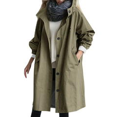 ANNA Trenchcoat med hætte og knapper i forreste række