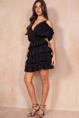 Bianca Black Cold Shoulder Dress