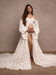 New Printing Chiffon Maternity Dress Photoshoot Pregnnat Women Baby Shower Dress YW260231