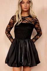 Daniela Black Lace 2 in 1 Bubble Hem Dress