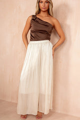 Matilda Champagne Pleated Palazzo Trousers