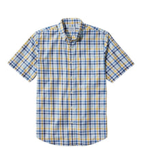 L.L.Bean Men's Wrinkle-Free Kennebunk Sport Shirt, Traditional Fit Short-Sleeve Check Goldenrod