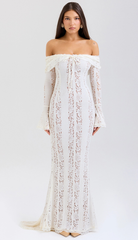 Kaelis White Lace Maxi Dress