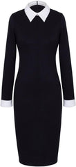 Women's Celebrity Collar Long Sleeve Business Pencil Suits Dress